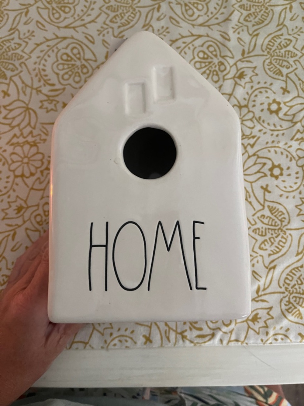 Rae Dunn White Ceramic "HOME" Birdhouse Decor